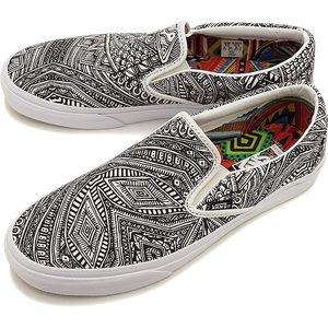 Zoe Ziegler Edition Black and White Slip On Vans
